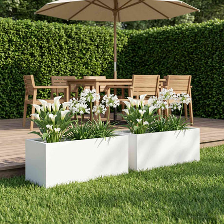 Vidaxl plantenbak 2 st wit 60 x 20 x 20 cm koudgewalst staal