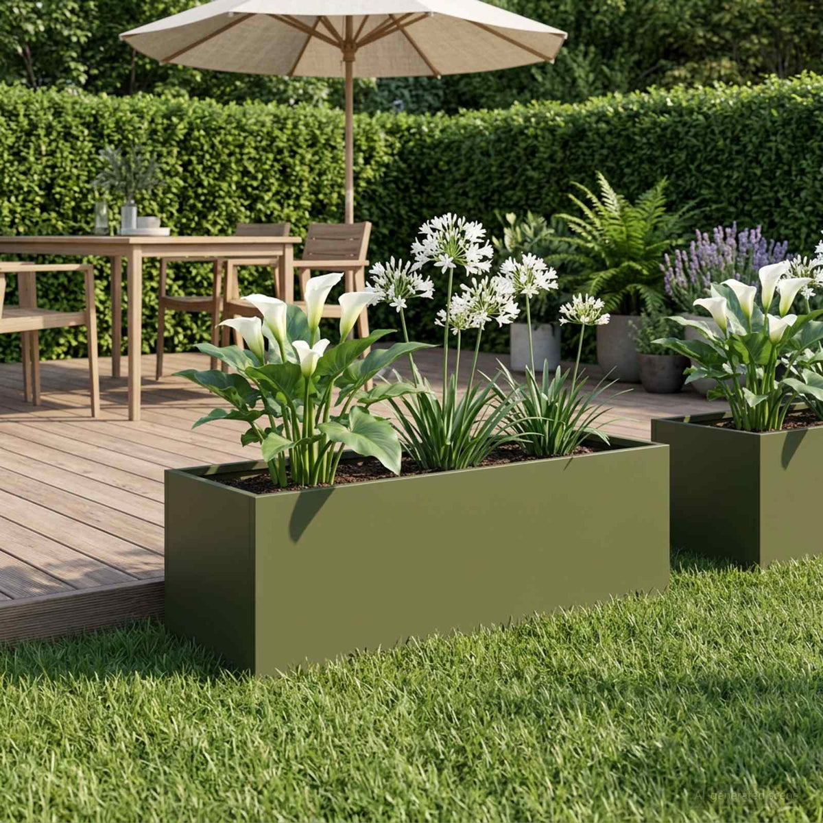 Vidaxl plantenbak olijfgroen 60 x 20 x 20 cm koudgewalst staal