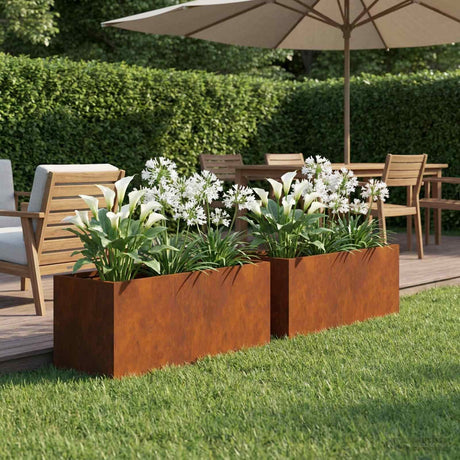 Vidaxl plantenbak 2 st roestkleurig 60 x 20 x 20 cm weervast staal