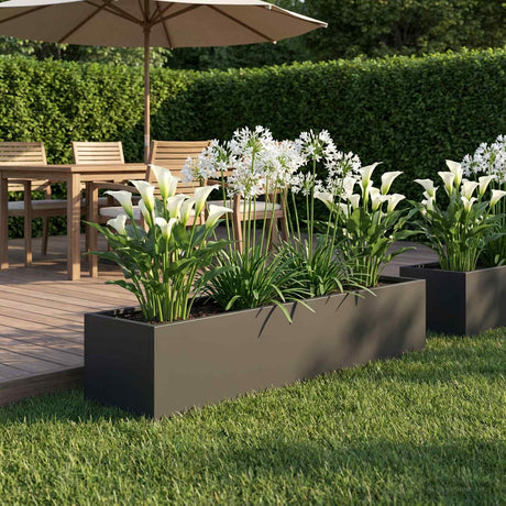 Vidaxl plantenbak zwart 80 x 20 x 20 cm koudgewalst staal