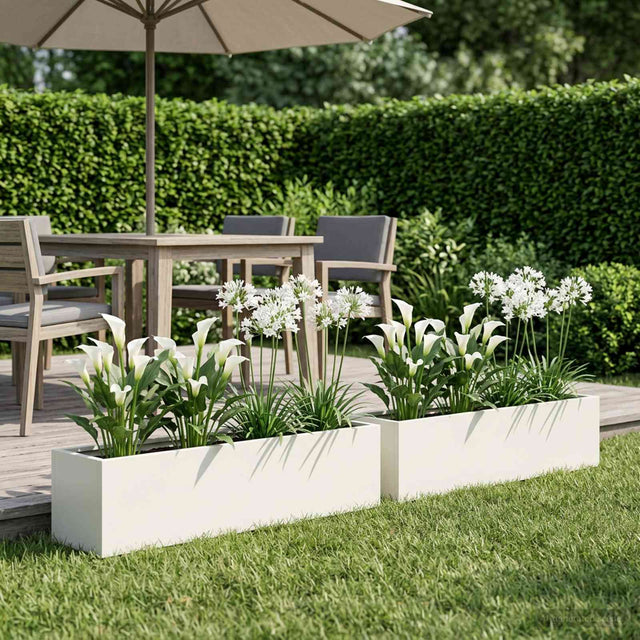 Vidaxl plantenbak 2 st wit 80 x 20 x 20 cm koudgewalst staal