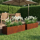 Vidaxl plantenbak 2 st roestkleurig 80 x 20 x 20 cm weervast staal