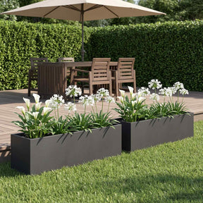 Vidaxl plantenbak 2 st zwart 100 x 20 x 20 cm koudgewalst staal