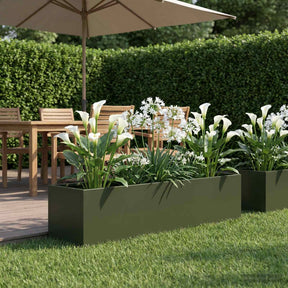 Vidaxl plantenbak olijfgroen 100 x 20 x 20 cm koudgewalst staal