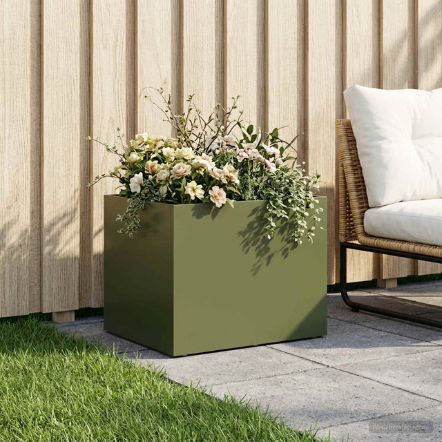 Vidaxl plantenbak olijfgroen 40 x 30 x 30 cm koudgewalst staal