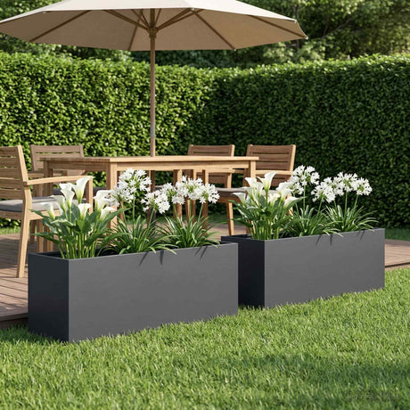 Vidaxl plantenbak 2 st antraciet 80 x 30 x 30 cm koudgewalst staal