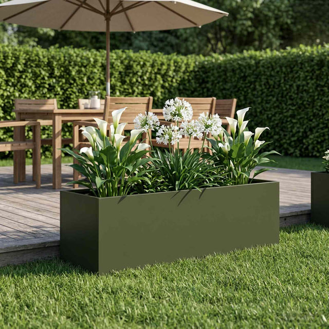 Vidaxl plantenbak olijfgroen 80 x 30 x 30 cm koudgewalst staal