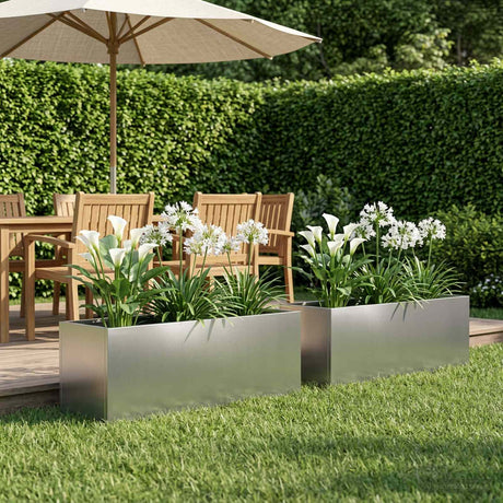 Vidaxl plantenbak 2 st zilver 80 x 30 x 30 cm roestvrij staal