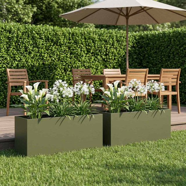 Vidaxl plantenbak 2 st olijfgroen 80 x 40 x 40 cm koudgewalst staal