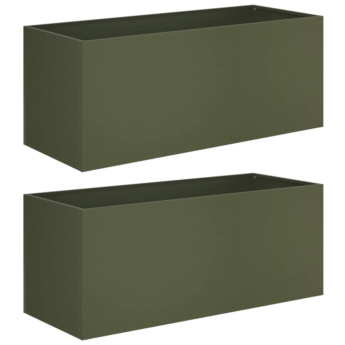 Vidaxl plantenbak 2 st olijfgroen 80 x 40 x 40 cm koudgewalst staal