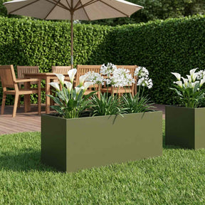 Vidaxl plantenbak olijfgroen 100 x 40 x 40 cm koudgewalst staal