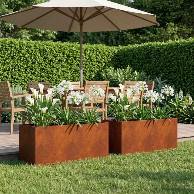 Vidaxl plantenbak 2 st roestkleurig 100 x 40 x 40 cm weervast staal