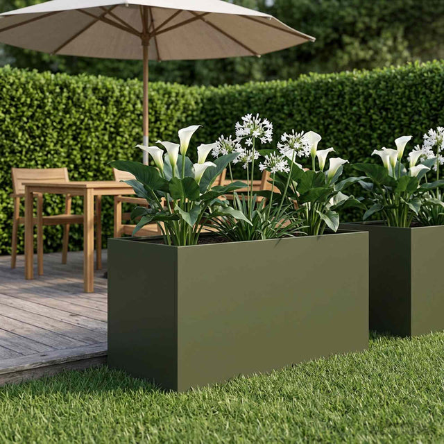 Vidaxl plantenbak olijfgroen 80 x 50 x 50 cm koudgewalst staal