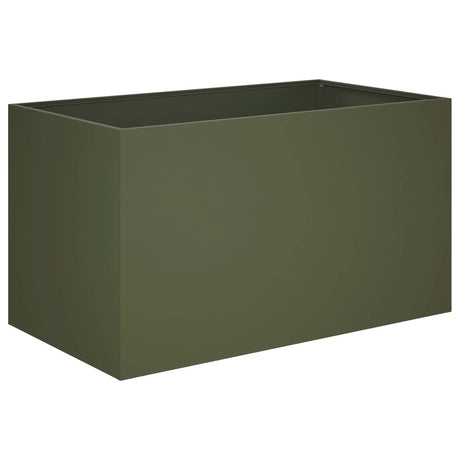 Vidaxl plantenbak 2 st olijfgroen 80 x 50 x 50 cm koudgewalst staal