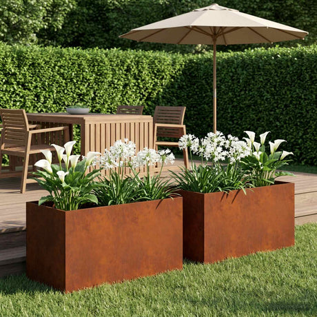 Vidaxl plantenbak 2 st roestkleurig 100 x 50 x 50 cm weervast staal