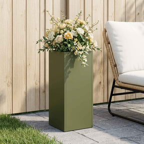Vidaxl plantenbak olijfgroen 20 x 20 x 40 cm koudgewalst staal