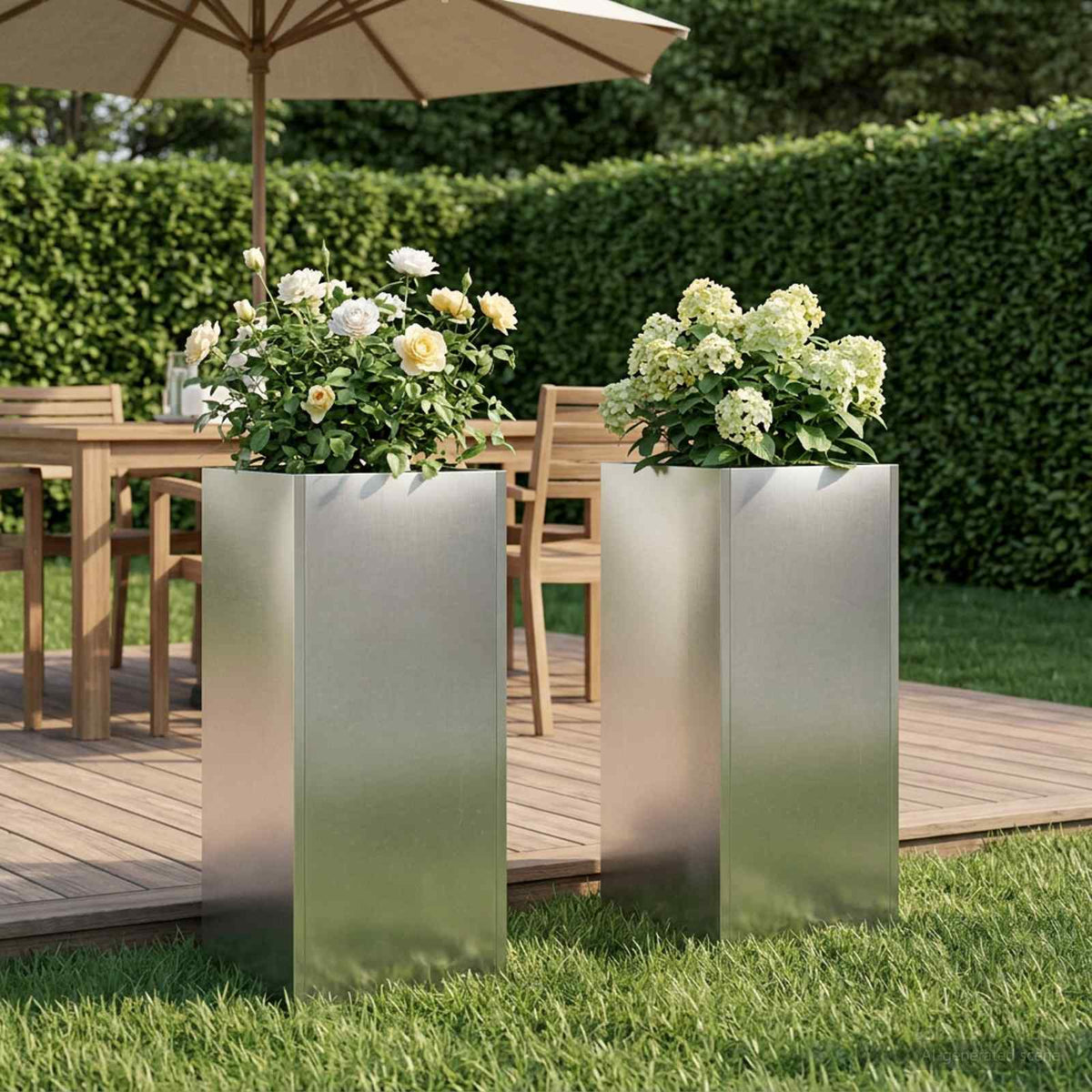 Vidaxl plantenbak 2 st zilver 20 x 20 x 40 cm roestvrij staal