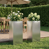 Vidaxl plantenbak 2 st zilver 20 x 20 x 40 cm roestvrij staal