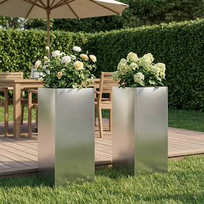 Vidaxl plantenbak 2 st zilver 20 x 20 x 40 cm roestvrij staal