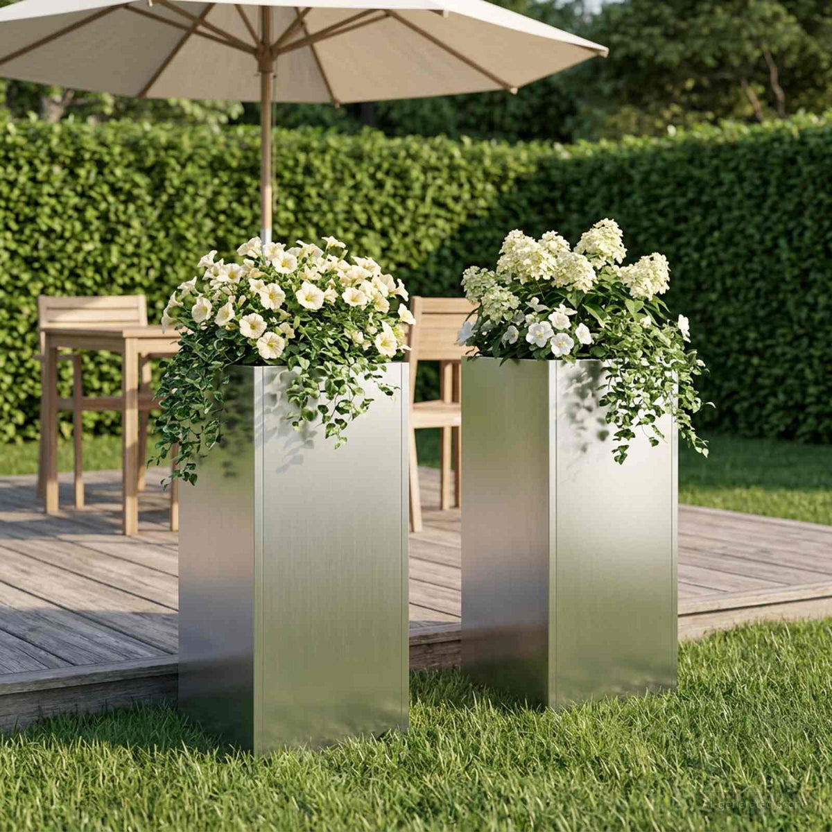 Vidaxl plantenbak 2 st zilver 20 x 20 x 40 cm gegalvaniseerd staal