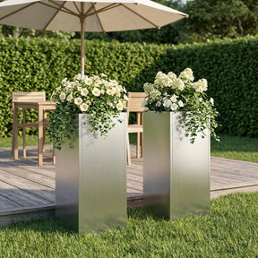 Vidaxl plantenbak 2 st zilver 20 x 20 x 40 cm gegalvaniseerd staal