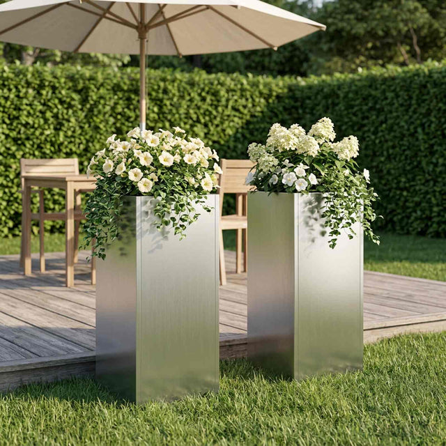 Vidaxl plantenbak 2 st zilver 20 x 20 x 40 cm gegalvaniseerd staal