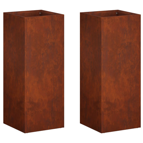 Vidaxl plantenbak 2 st roestkleurig 20 x 20 x 40 cm weervast staal
