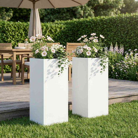 Vidaxl plantenbak 2 st wit 20 x 20 x 50 cm koudgewalst staal