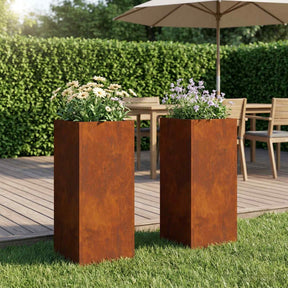 Vidaxl plantenbak 2 st roestkleurig 20 x 20 x 50 cm weervast staal