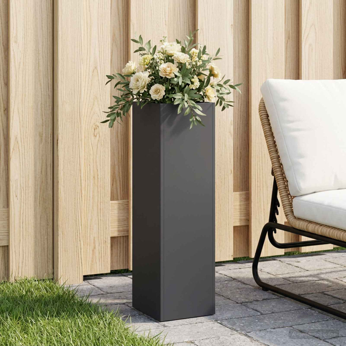 Vidaxl plantenbak zwart 20 x 20 x 75 cm koudgewalst staal