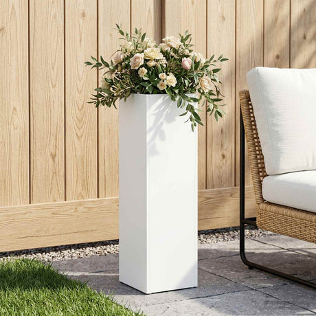 Vidaxl plantenbak wit 20 x 20 x 75 cm koudgewalst staal