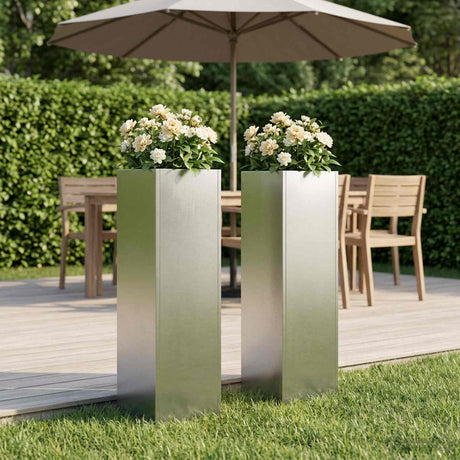 Vidaxl plantenbak 2 st zilver 20 x 20 x 75 cm roestvrij staal