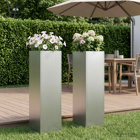 Vidaxl plantenbak 2 st zilver 20 x 20 x 75 cm gegalvaniseerd staal