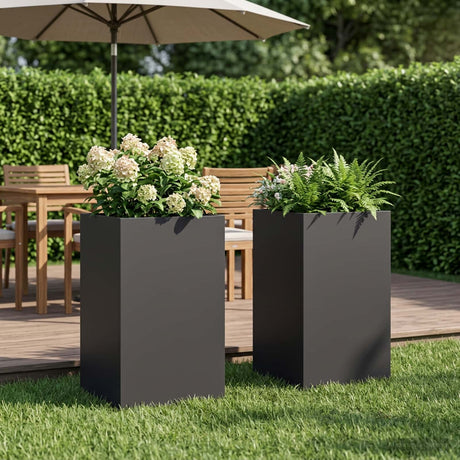 Vidaxl plantenbak 2 st zwart 30 x 30 x 40 cm koudgewalst staal
