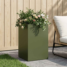 Vidaxl plantenbak olijfgroen 30 x 30 x 40 cm koudgewalst staal