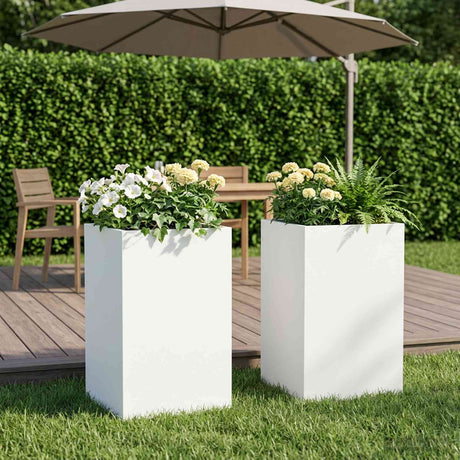 Vidaxl plantenbak 2 st wit 30 x 30 x 50 cm koudgewalst staal