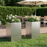 Vidaxl plantenbak 2 st zilver 30 x 30 x 50 cm roestvrij staal