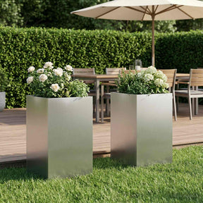 Vidaxl plantenbak 2 st zilver 30 x 30 x 50 cm roestvrij staal