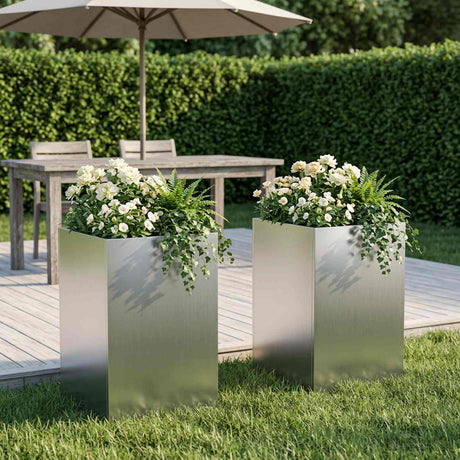 Vidaxl plantenbak 2 st zilver 40 x 40 x 50 cm gegalvaniseerd staal