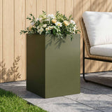 Vidaxl plantenbak olijfgroen 40 x 40 x 75 cm koudgewalst staal