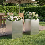 Vidaxl plantenbak 2 st zilver 40 x 40 x 75 cm roestvrij staal