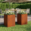 Vidaxl plantenbak 2 st roestkleurig 40 x 40 x 75 cm weervast staal