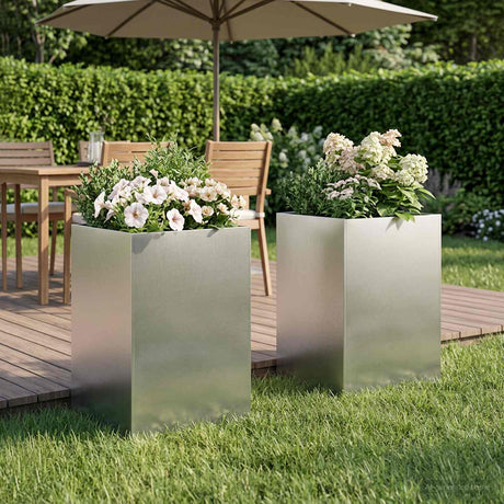 Vidaxl plantenbak 2 st zilver 50 x 50 x 75 cm roestvrij staal