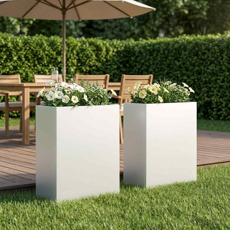 Vidaxl plantenbak 2 st wit 40 x 20 x 40 cm koudgewalst staal