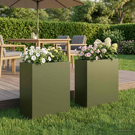 Vidaxl plantenbak 2 st olijfgroen 40 x 20 x 40 cm koudgewalst staal