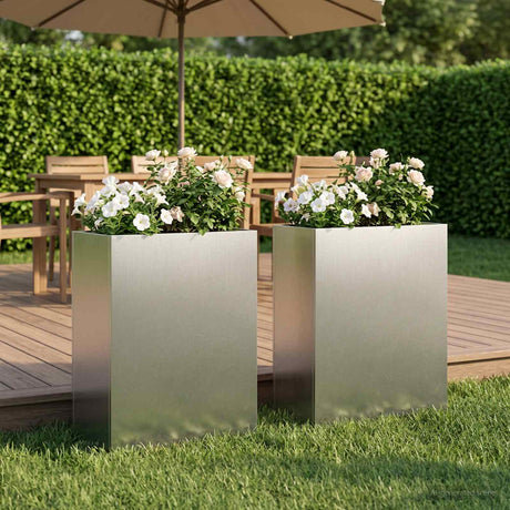 Vidaxl plantenbak 2 st zilver 40 x 20 x 40 cm roestvrij staal