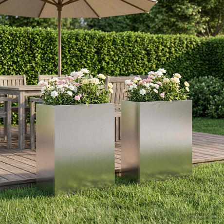 Vidaxl plantenbak 2 st zilver 40 x 20 x 50 cm gegalvaniseerd staal