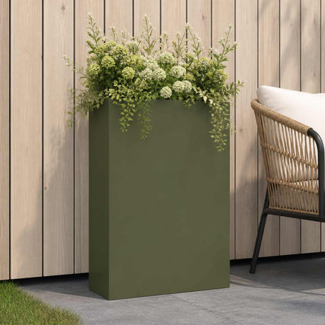 Vidaxl plantenbak olijfgroen 40 x 20 x 75 cm koudgewalst staal