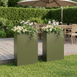 Vidaxl plantenbak 2 st olijfgroen 40 x 20 x 75 cm koudgewalst staal