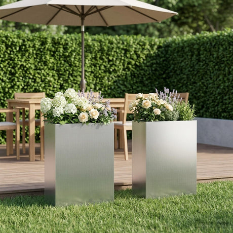Vidaxl plantenbak 2 st zilver 40 x 20 x 75 cm gegalvaniseerd staal